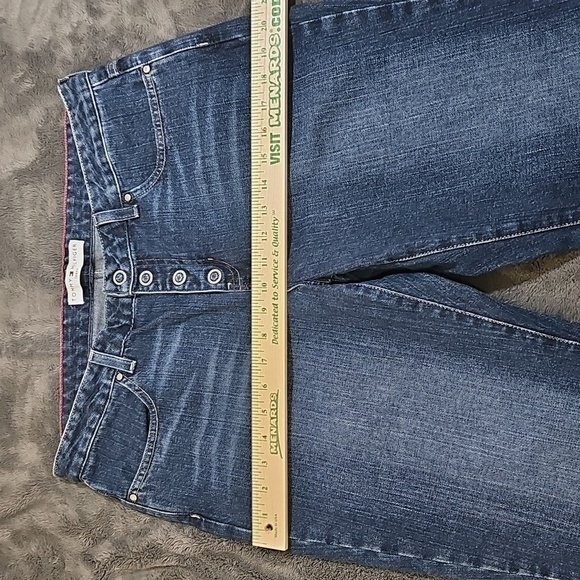 Tommy Hilfiger Snap Button Fly High Waist Wide Leg Bootcut Blue Jeans Size 12 - Picture 7 of 10